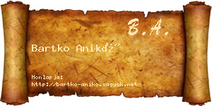 Bartko Anikó névjegykártya